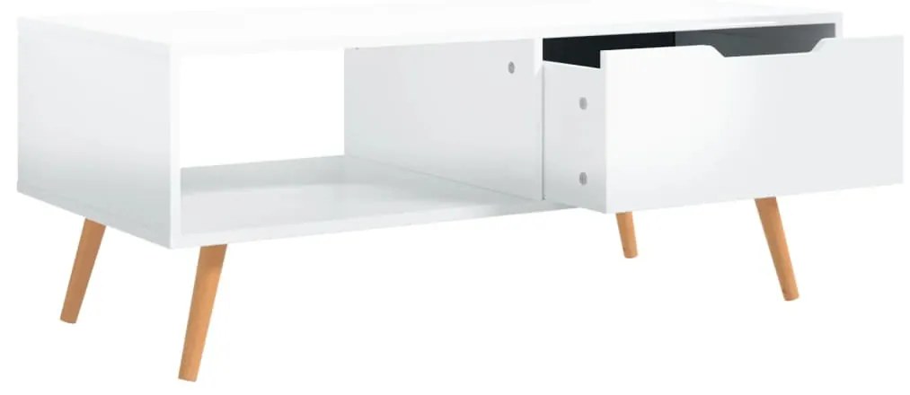 Tavolino Salotto Bianco Lucido 100x49,5x43 cm Legno Multistrato