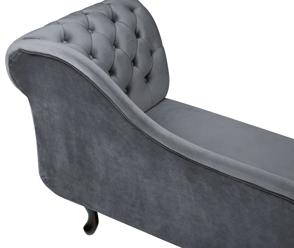Chaise longue destra in velluto grigio NIMES Beliani
