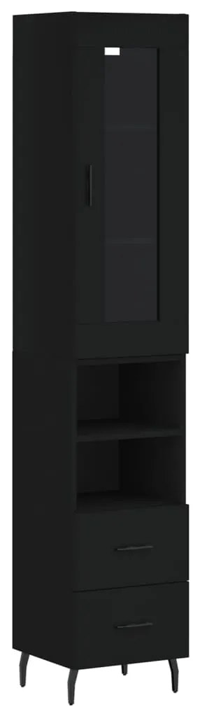 Credenza nera 34,5x34x180 cm in legno multistrato