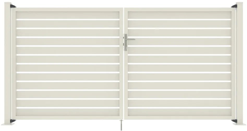 Cancello manuale battente MIAMI VERDELOOK in alluminio bianco, reversibile, L 300 x H 152 cm, serratura manuale