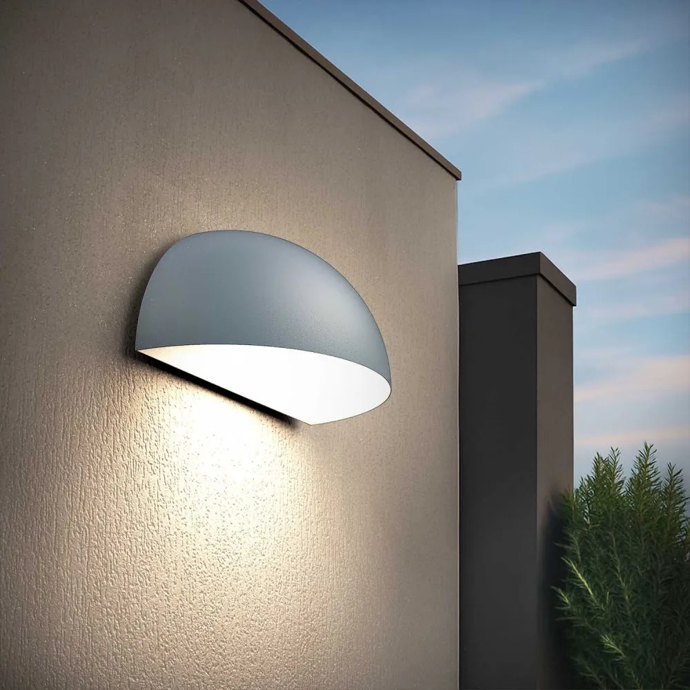 Applique Curva Monodirezionale con base E27, IP54 Grigia - Serie BRINA Base E27