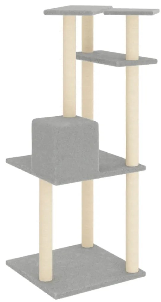 Albero per gatti con tiragraffi in sisal grigio chiaro 123 cm