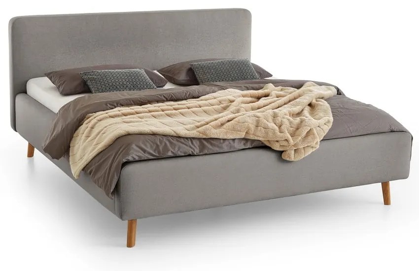 Letto matrimoniale imbottito grigio con contenitore con rete inclusa 140x200 cm Mattis – Meise Möbel