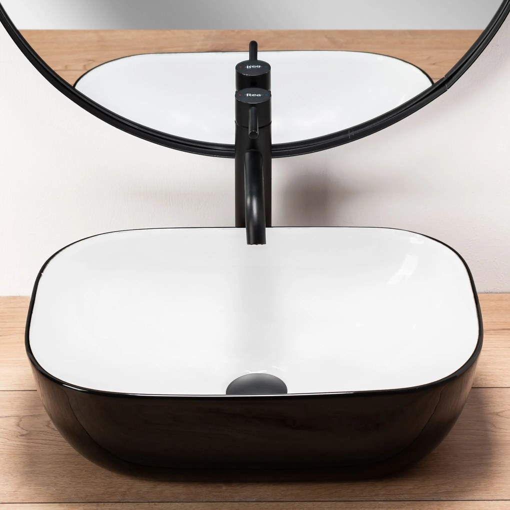Lavabo da appoggio Rea Belinda White Black