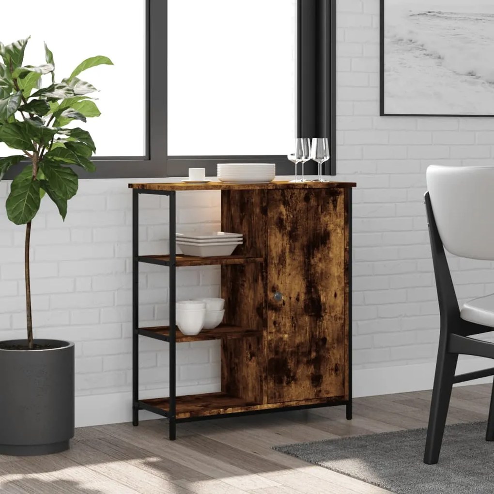 Credenza Rovere Fumo 70x30x80 Cm İn Legno Multistrato /