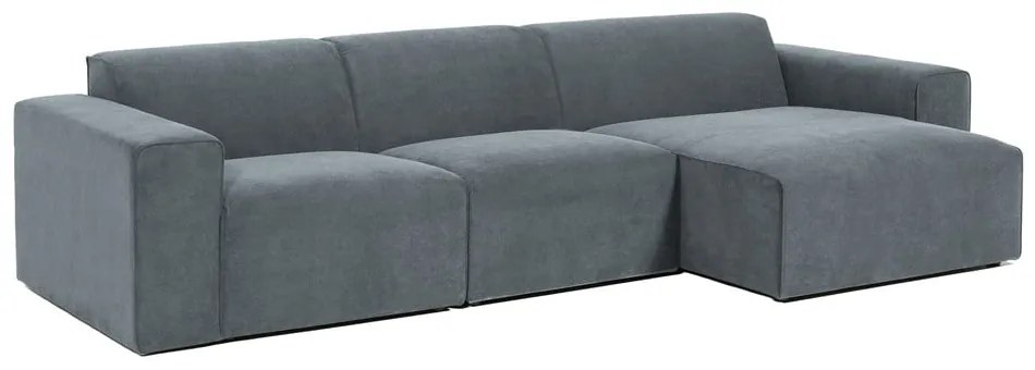 Divano angolare componibile grigio (con penisola a destra) con rivestimento in velluto a coste Sting – Scandic