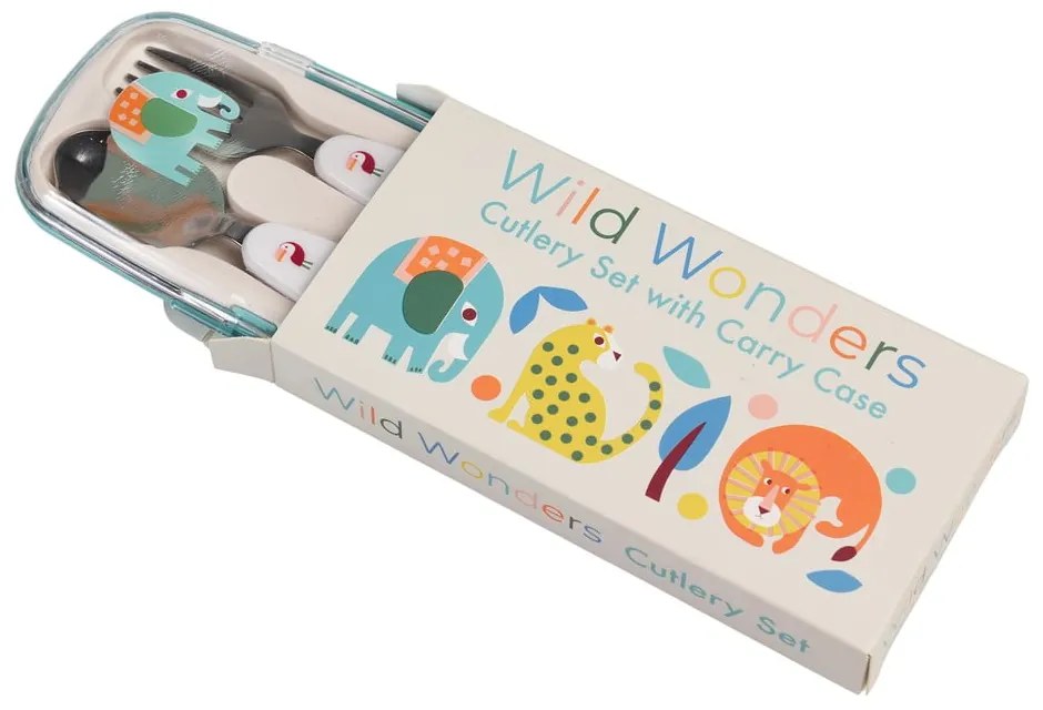 Posate per bambini color crema in acciaio inox 2 pz Wild Wonders – Rex London