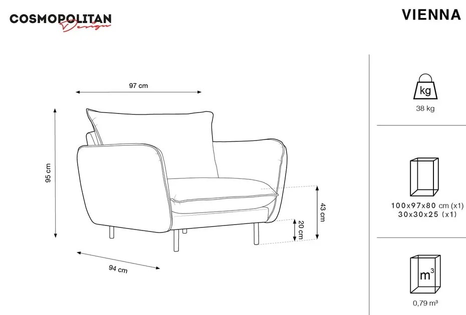 Poltrona in velluto blu Vienna - Cosmopolitan Design