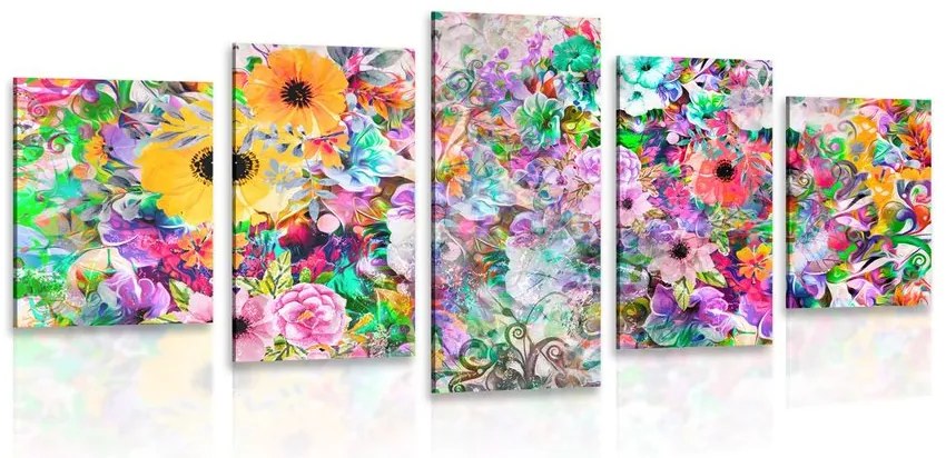 Quadri 5 pezzi – Fiori multicolori