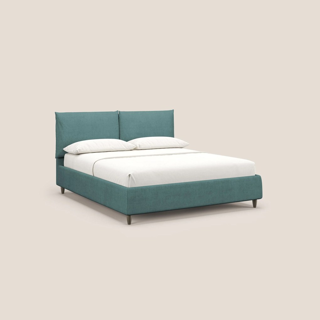 Mariana letto imbottito contenitore con cuscini in tessuto impermeabile T02 petrolio