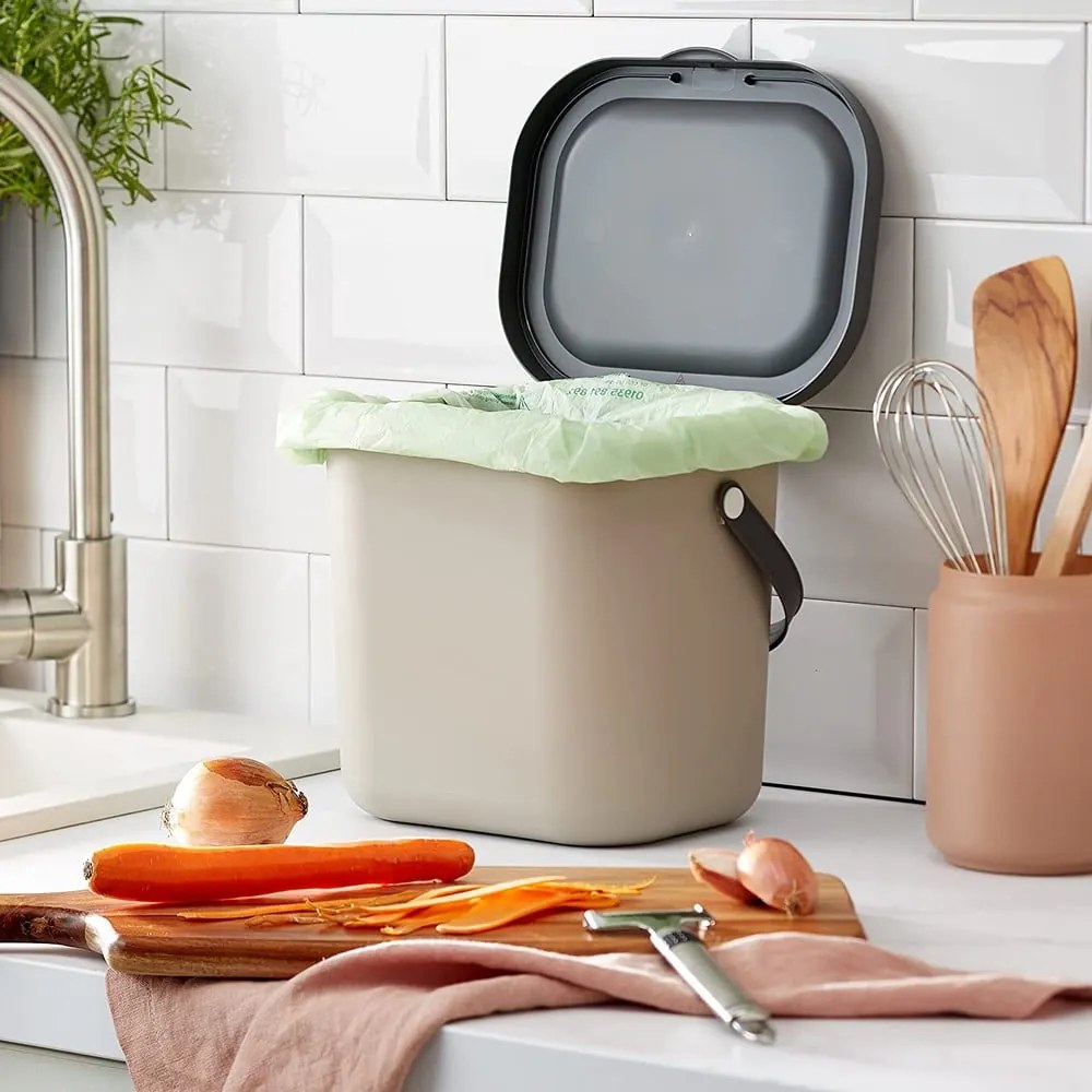 Bidone per l'umido marrone chiaro 6 l Albula – Rotho