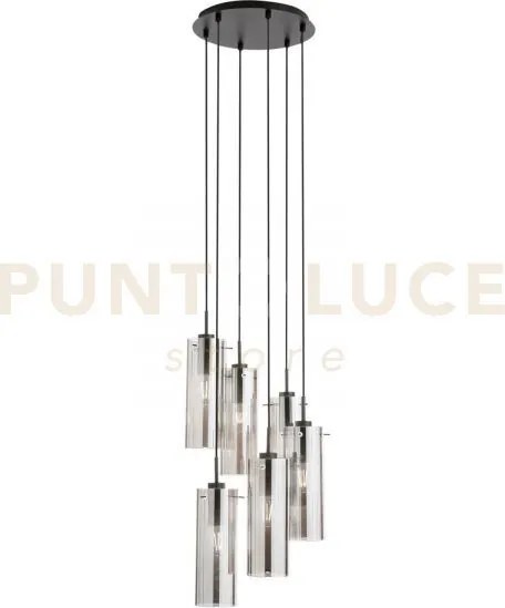 Lampadario a sospensione magic nera e fume' 6 luci attacco e27 35x3...