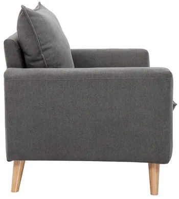 Divano scandinavo 2 posti in tessuto effetto velluto grigio chiaro e legno chiaro JONAS