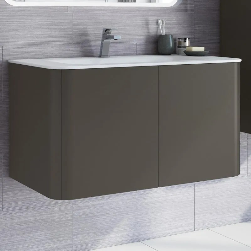 Mobile da bagno sotto lavabo Liverpool L 94 x H 50 x P 27 cm 2 cassetti 2 ante, lavabo non incluso