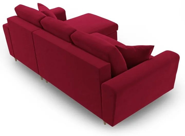 Divano angolare rosso allungabile e con contenitore con rivestimento in velluto Kyoto – Cosmopolitan Design