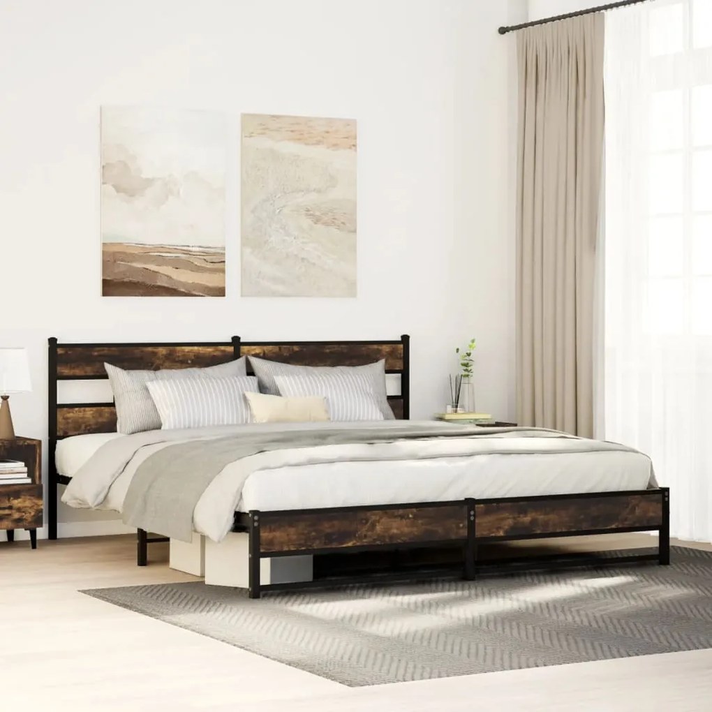 Giroletto Senza Materaso İn Metallo Rovere Fumo 200x200 Cm /