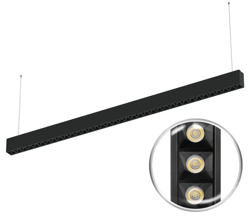 Lampada Sospesa LED 40W 120cm DALI2 con driver Philips Bianca o nera Colore Bianco Variabile CCT, Colore del corpo Nero