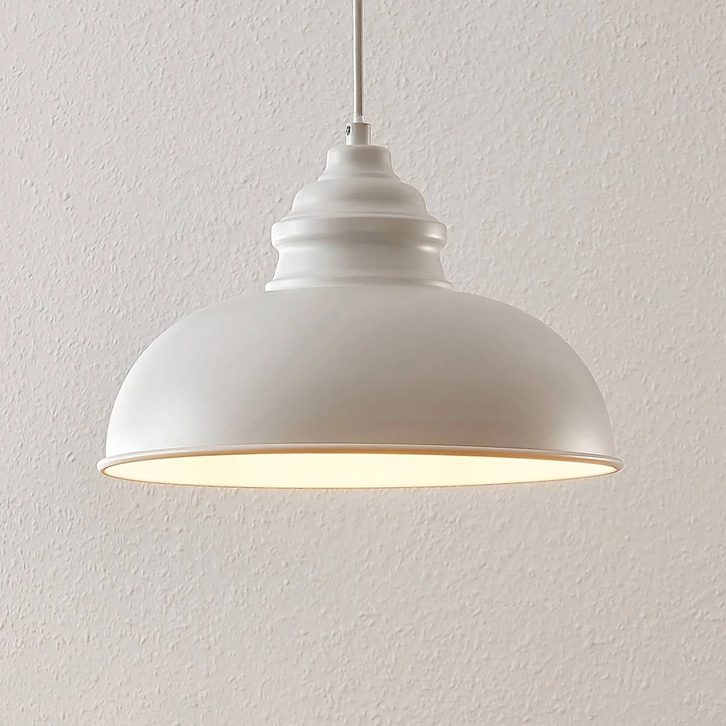 Lampada a sospensione Cliona Lindby, dimmerabile, Bianco / Opale, Soggiorno / Sala da pranzo, Metallo, Vintage, Lampada a sospensione