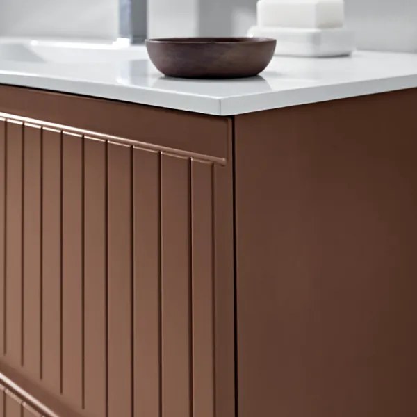 Mobile da bagno sospeso moderno con base 120 ARTICO con 2 cassetti e lavabo RUGGINE