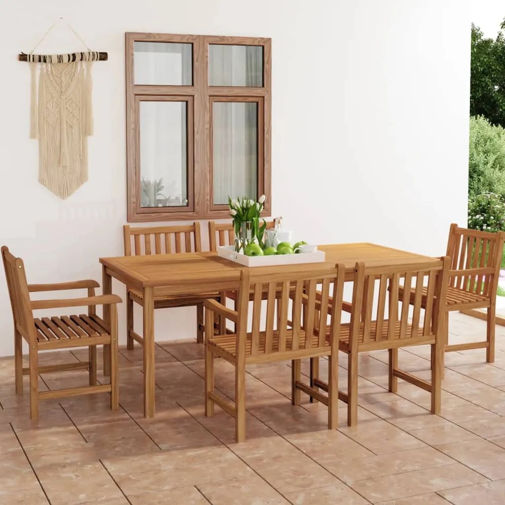 Set da pranzo per esterni 7 pz in legno massello di teak