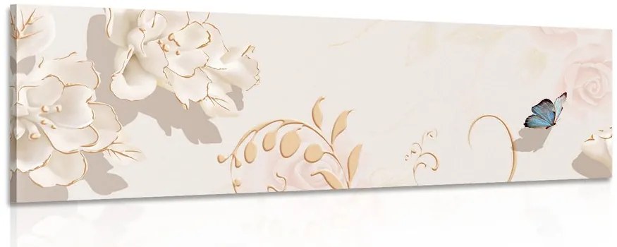Stampa su tela – Natura morta vintage con farfalla
