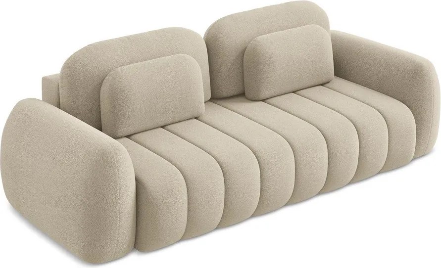 Divano marrone chiaro allungabile/con contenitore con rivestimento in bouclé 266 cm Pele – Makamii