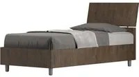 Letto Singolo 80x200 cm con Rete e Contenitore Testata Inclinata Demas Noce