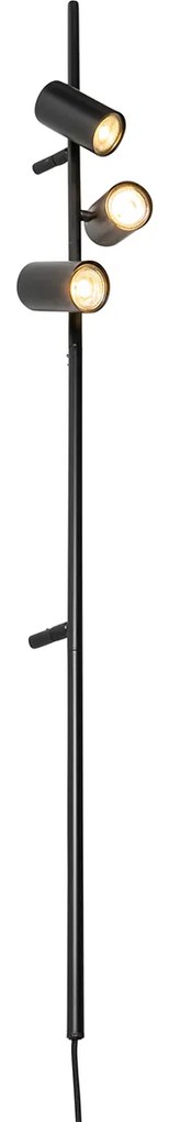 Lampada da parete smart nera con interruttore a pedale 3 luci incl. 3 Wifi GU10 50mm - Jeana Luxe