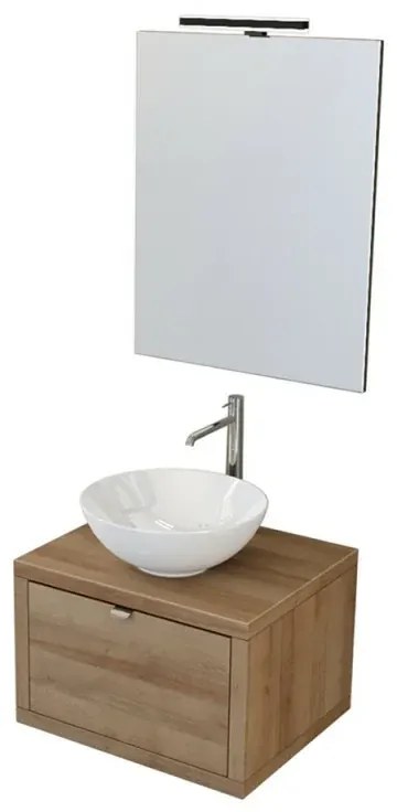Mobile bagno sospeso 60 cm rovere miele Master lavabo 40 e specchio