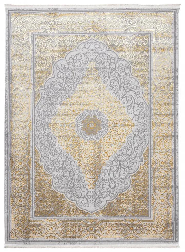 Esclusivo tappeto grigio moderno con motivo orientale dorato Larghezza: 200 cm | Lunghezza: 300 cm