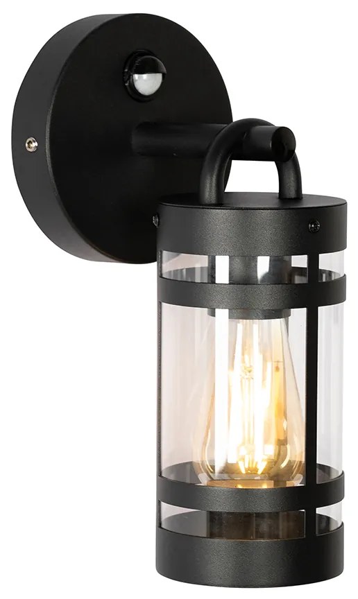 Lampada da parete per esterni nera IP44 con sensore di movimento - Ruben