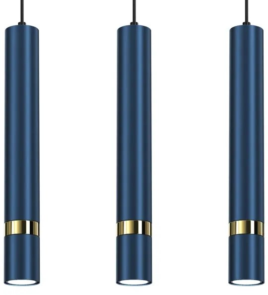 Lampadario a sospensione con cavo JOKER 3xGU10/25W/230V blu/oro
