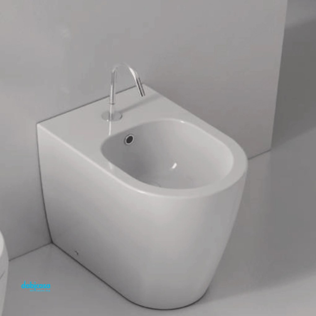 Domus Falerii "Foglia Medium" Bidet Da Terra Filo Muro Bianco Lucido