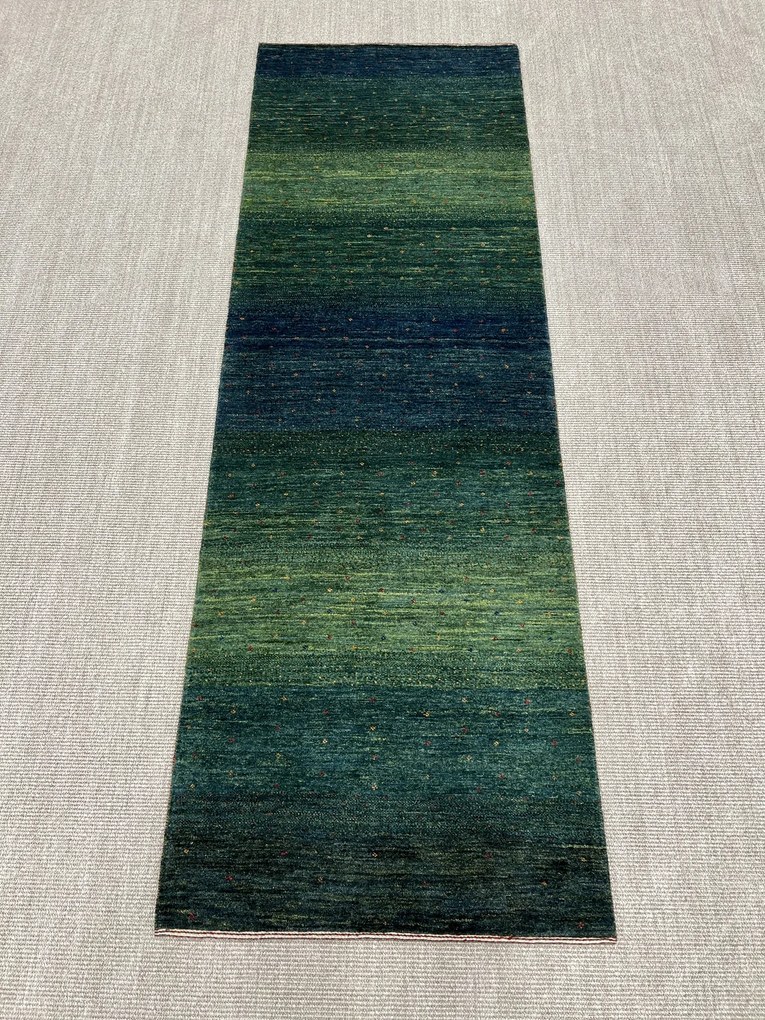 Loribaft Tappeto 100 x 260 Verde (Iran) Annodato A Mano