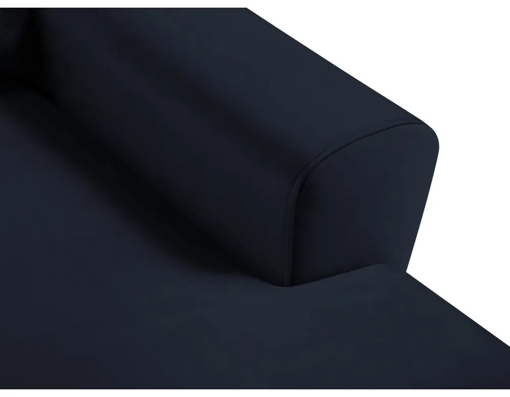 Divano angolare blu scuro allungabile e con contenitore (con penisola a destra/con chaise lounge) con rivestimento in velluto Kyoto – Cosmopolitan Design