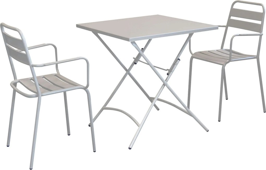 ROMANUS - set tavolo in metallo cm 70 x 70 x 72 h con 2 poltrone Romanus