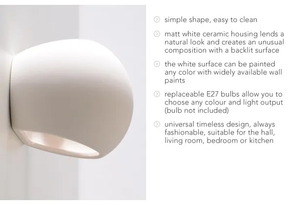 Applique GLOBE 1xE27/60W/230V bianca