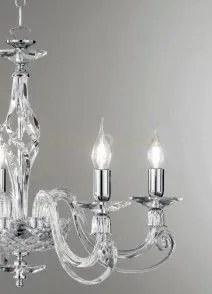 Lampadario 1306 8 luci trasparente e cromo attacco e14 d.84cm