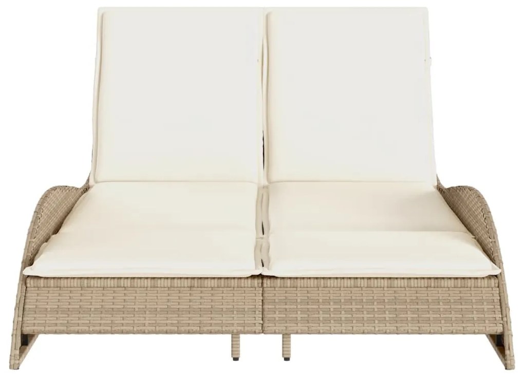 Lettino prendisole con cuscini beige 114x205x73 cm polyrattan