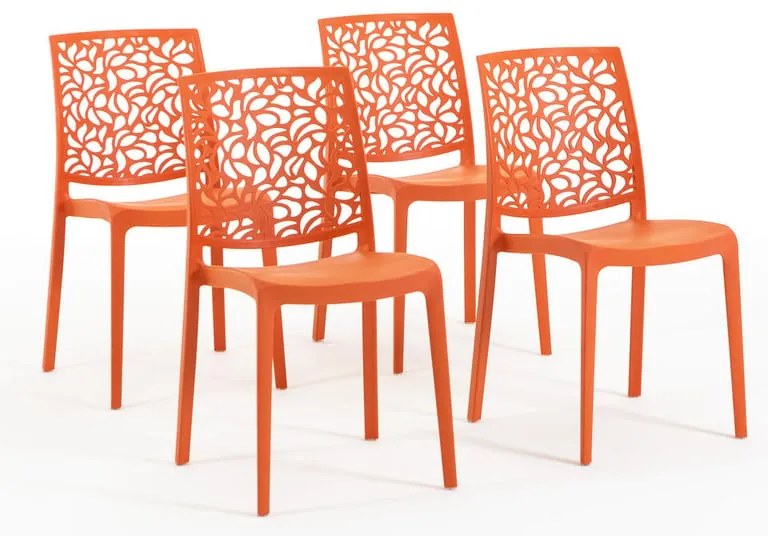Sedia da giardino in polipropilene London Stone NEW GARDEN, 4 pezzi, seduta in polipropilene arancione