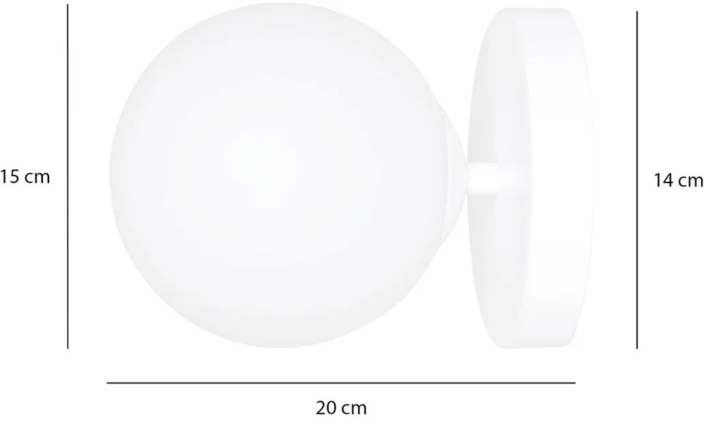 Applique A 1 Luce Shiva In Acciaio Bianco E Sfera In Vetro Bianco