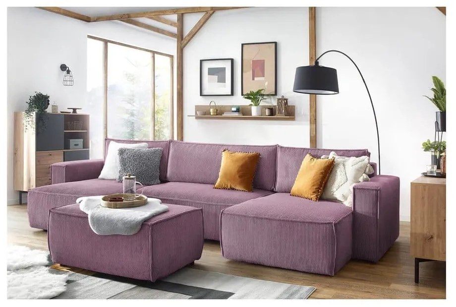 Sgabello in velluto a coste rosa Nihad - Bobochic Paris