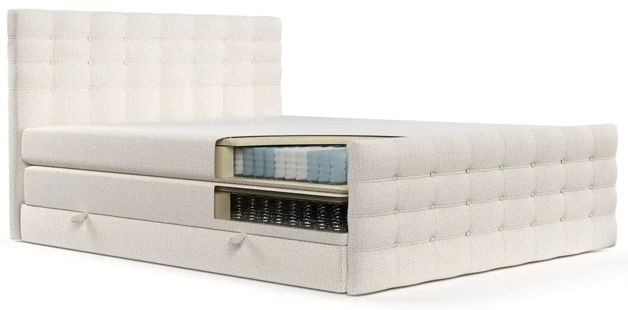 Letto boxspring crema con spazio contenitivo 160x200 cm Blend - Maison de Rêve