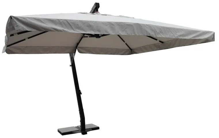 Ombrellone a palo laterale antracite Creta con telo rettangolare tortora L 300 x P 400 x H 320 cm