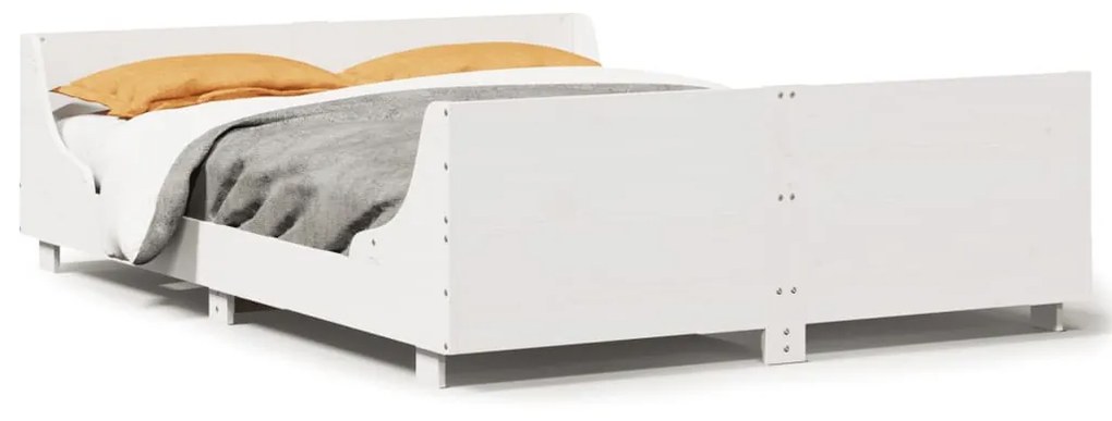 Letto Senza Materasso Bianco 120x200 Cm Legno Massello Di Pino /