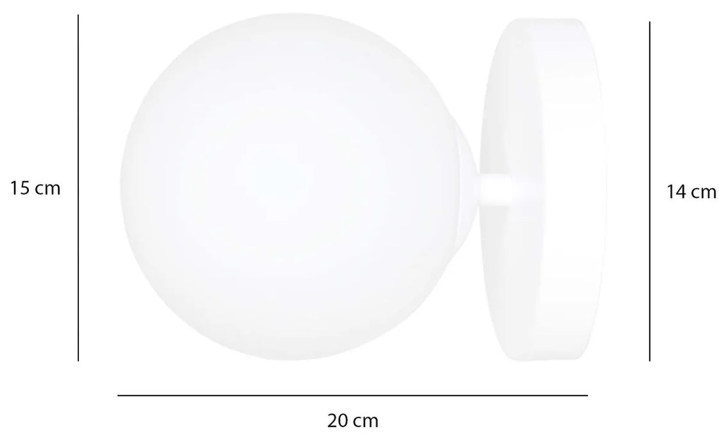 Applique A 1 Luce Hallador In Acciaio Bianco E Sfera In Vetro Opalino