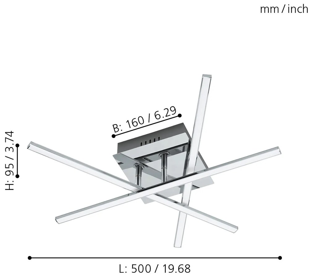 Plafoniera Moderna Lasana 1 Acciaio Cromo 3 Luci Led Integrato 3,5W