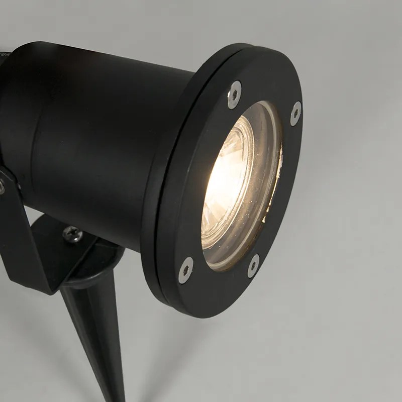 Set di 3 faretti a picchetto da giardino smart neri con cavo e spina 200cm IP65 con Zigbee GU10 - Basic