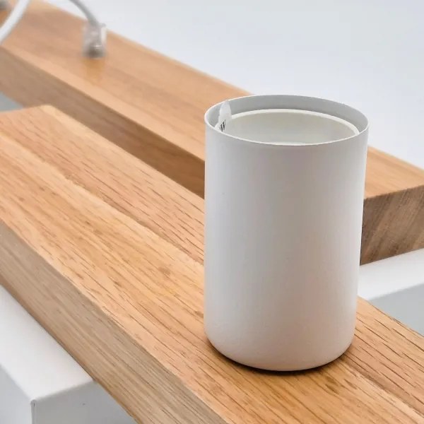 Lampadario a sospensione con filo CORTINA 4xE27/15W/230V bianco/quercia