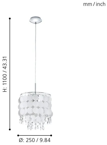 Eglo 93092 - Lampadario FEDRA 2 1xE27/60W/230V